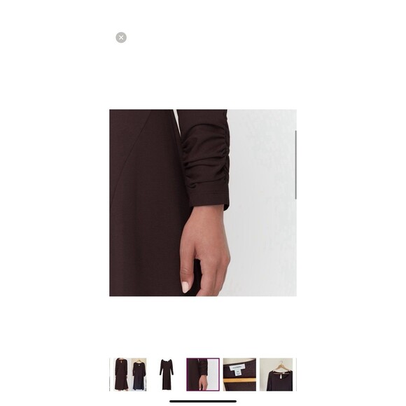 CUYANA Dolman Sleeve Midi Dress Medium Organic Pima Cotton Lagenlook Ruched Cuff - Picture 3 of 15